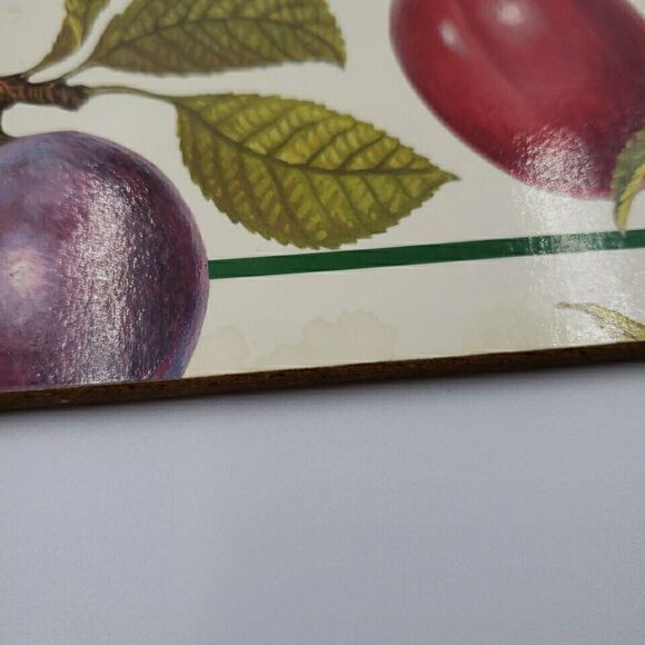 Cork Back Place Mats Fruit Harvest Vtg Plum Apple Green Grapes Pear Peach 2PC - Picture 11 of 16